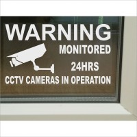 6 x Large-150x87mm-Warning Window Stickers-Monitored by CCTV Video Recording In Operation 24hrs-Camera Security-Self Adhesive Vinyl Signs 